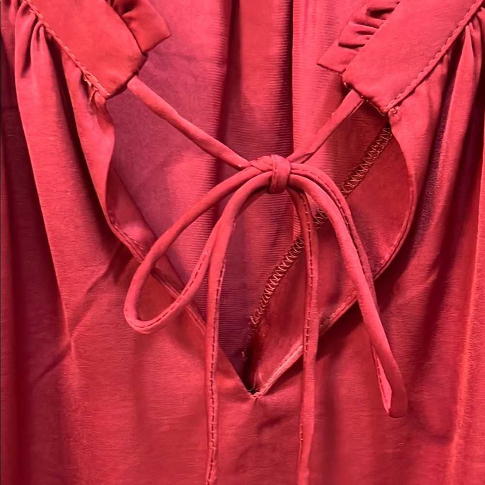 Renuar Elegant Maroon Red Long Sleeve Blouse with Mandarin Collar and cuffs NWOT - Picture 5 of 14